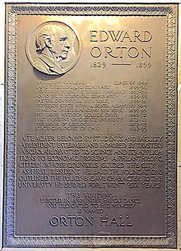Edward Orton commemorative plaque