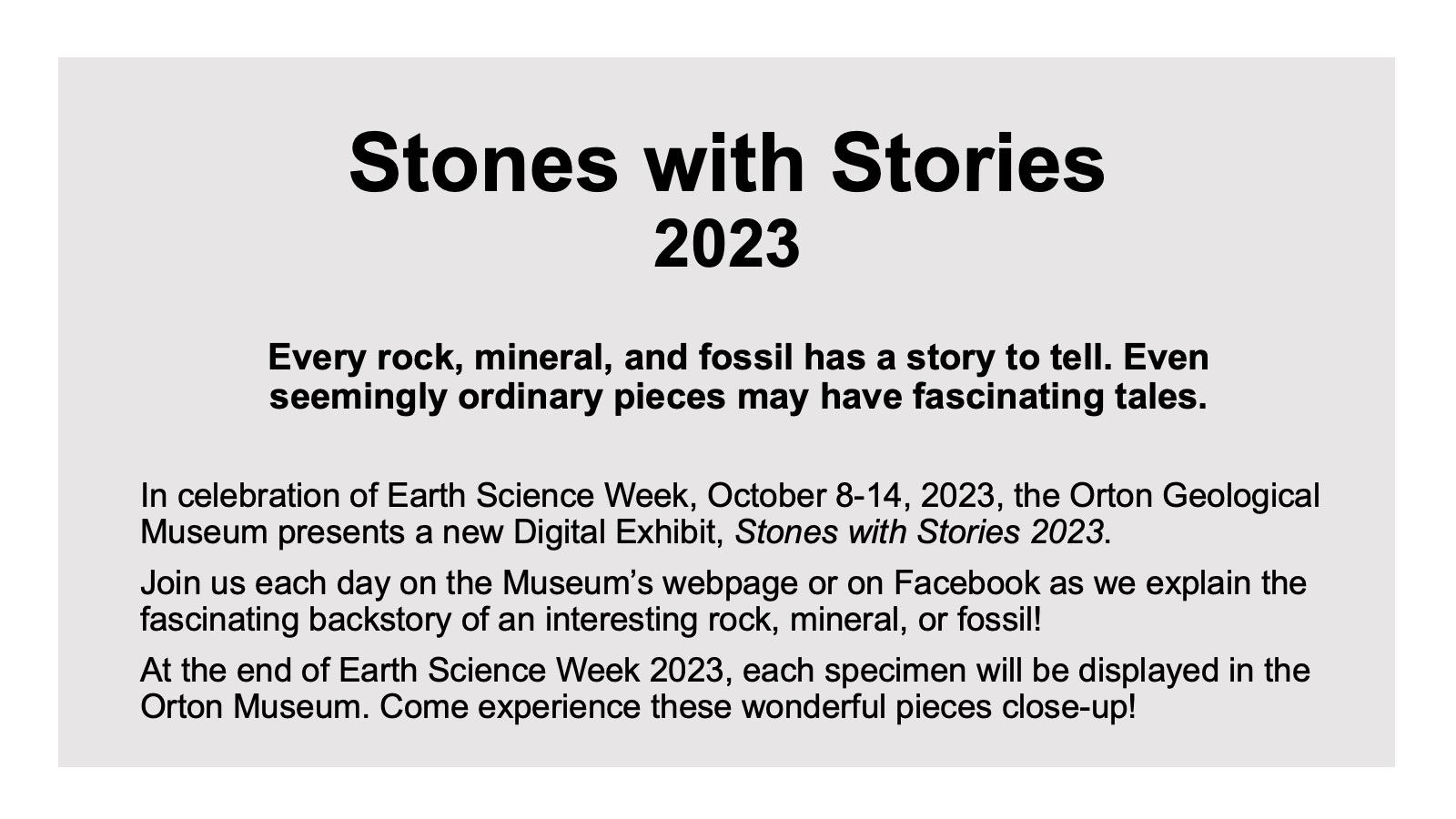 Stones with Stories 2023 description